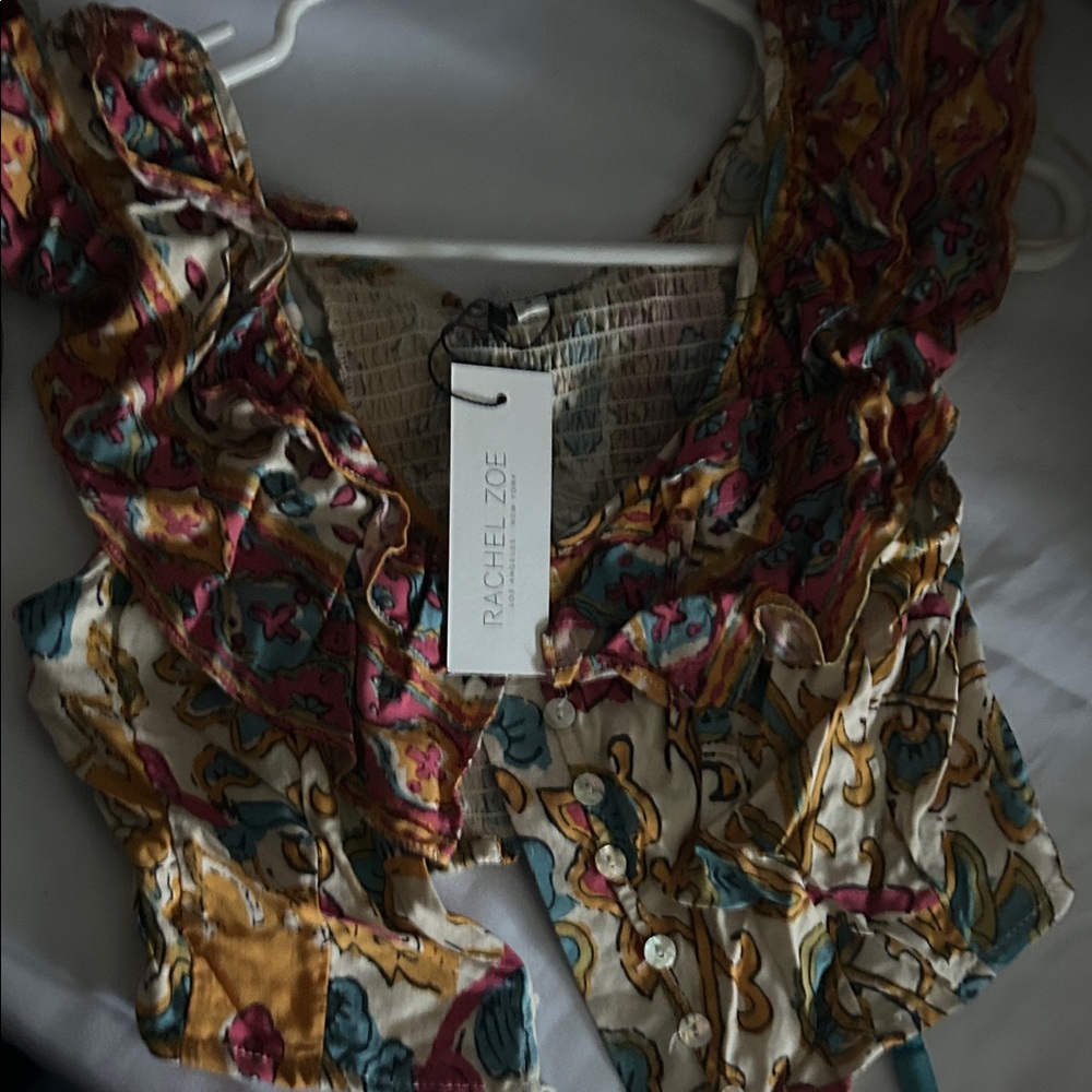 Rachel Zoe Colorful Floral Ruffle Blouse